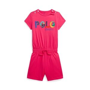 Ralph Lauren Tropical-Logo Cotton Jersey Romper